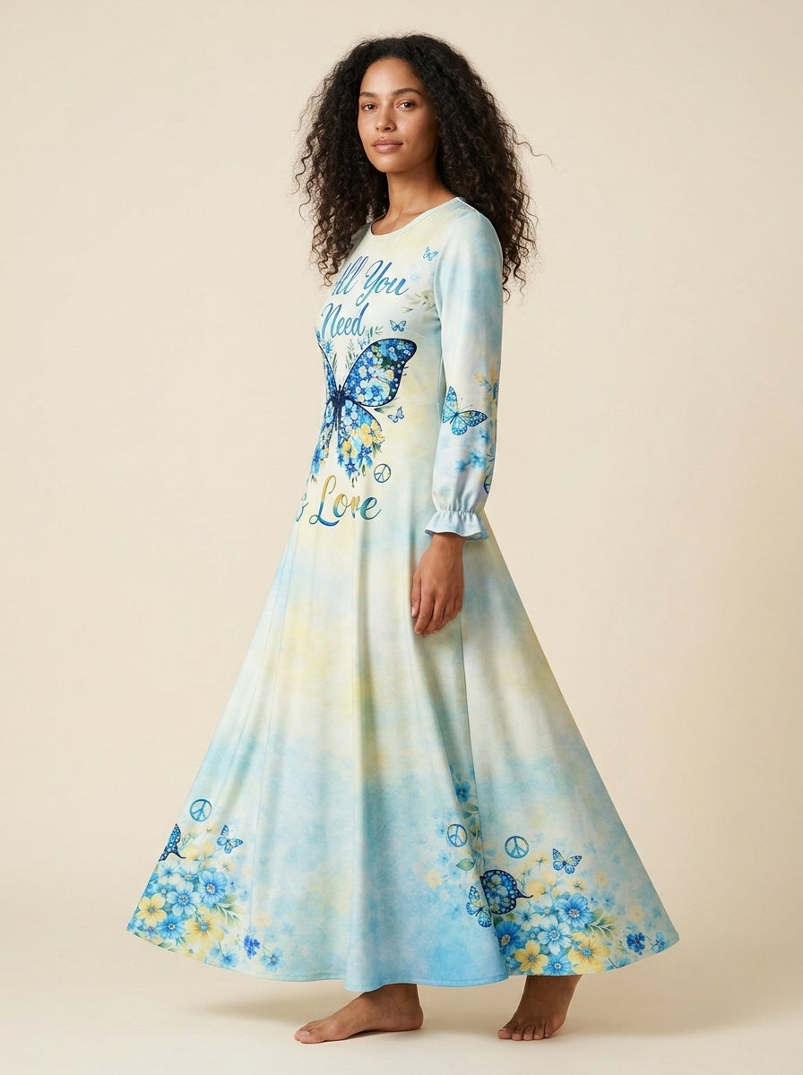 "Petal" Long Sleeve Maxi Dress