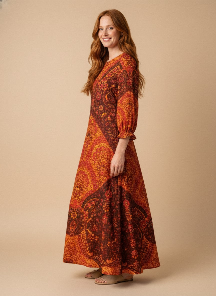 "HENNA" Long Sleeve Maxi Dress