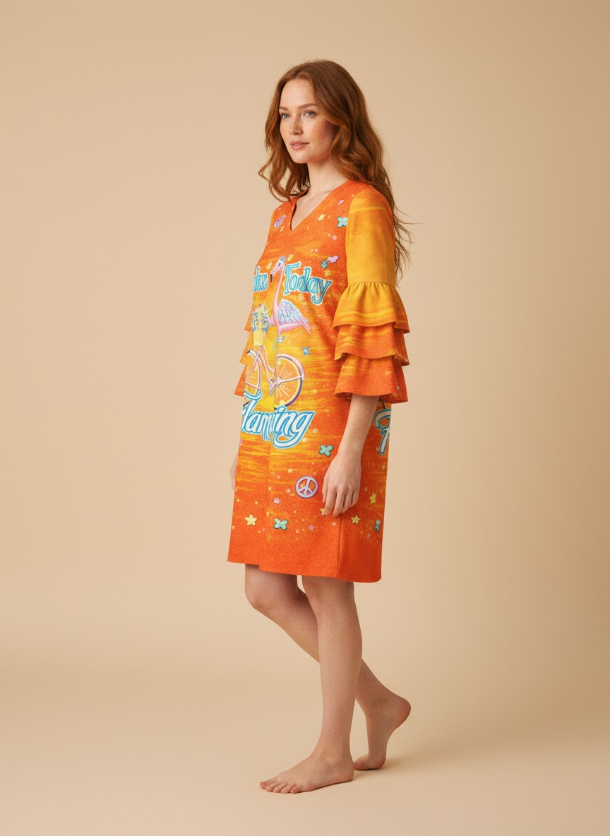 "Zesty" Stacked Ruffle Sleeve Dress