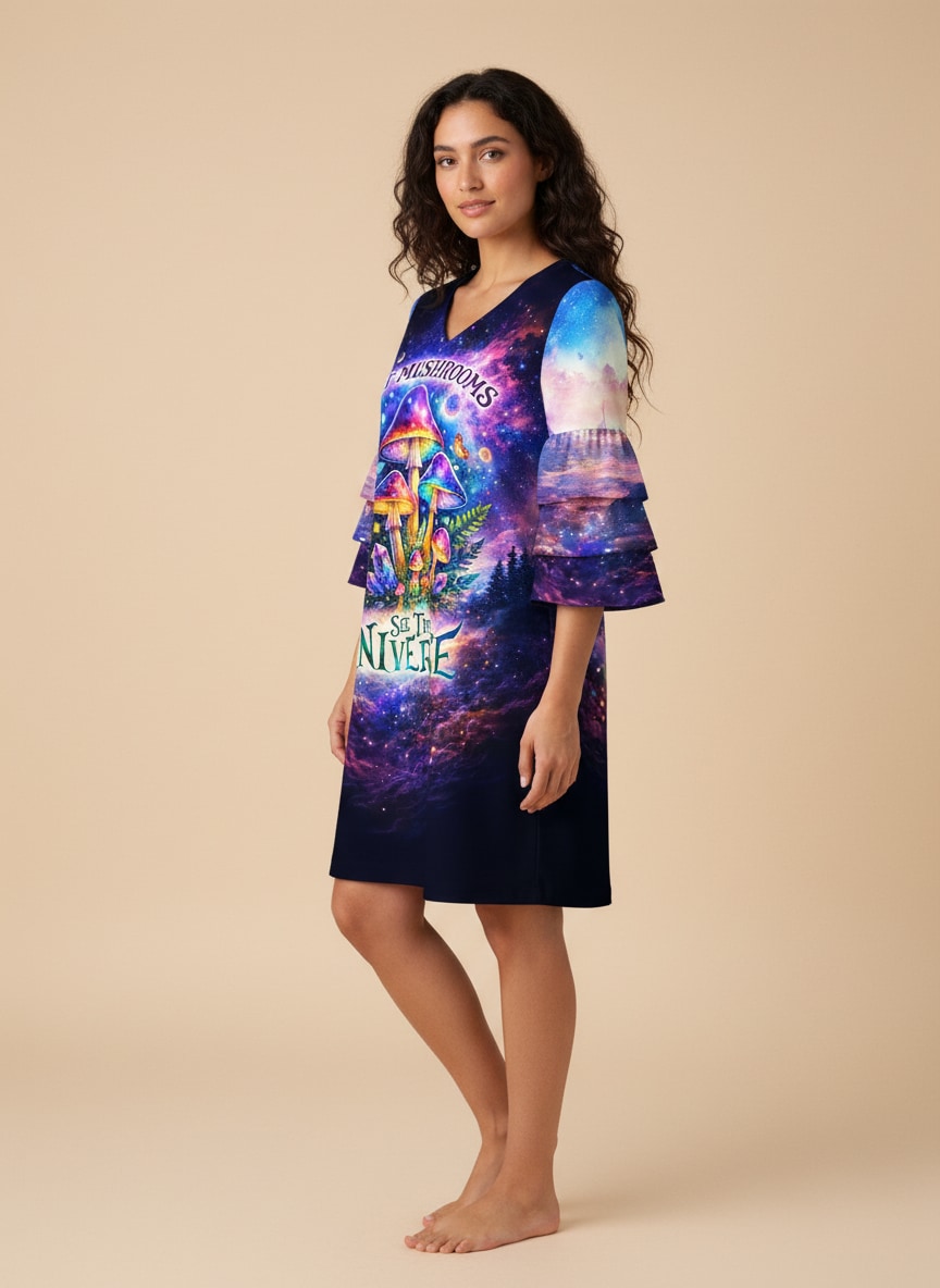 "Cosmo" Stacked Ruffle Sleeve Dress