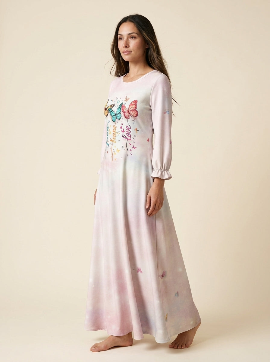 "Flutter" Long Sleeve Maxi Dress
