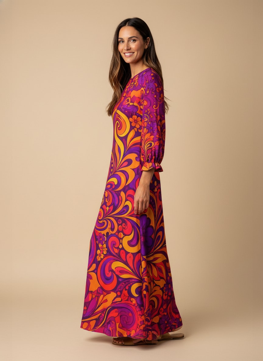 "FEVER" Long Sleeve Maxi Dress