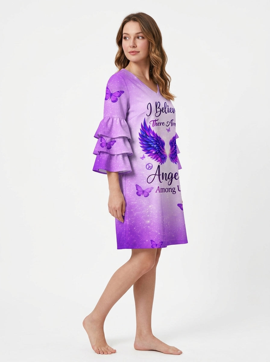 "Grace" Stacked Ruffle Sleeve Dress