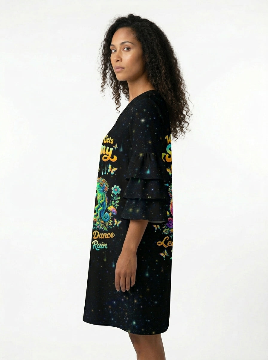 "Stomp" Stacked Ruffle Sleeve Dress