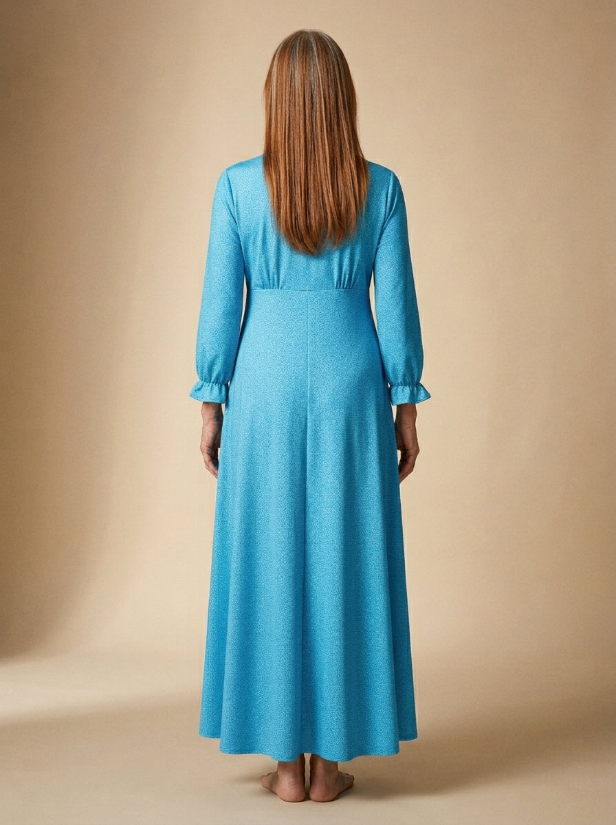 Turquoise "Moxie" Long Sleeve Maxi Dress