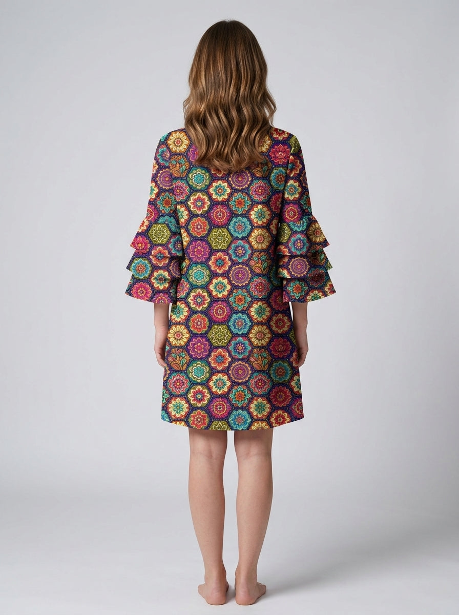 "Flower" Stacked Ruffle Sleeve Dress