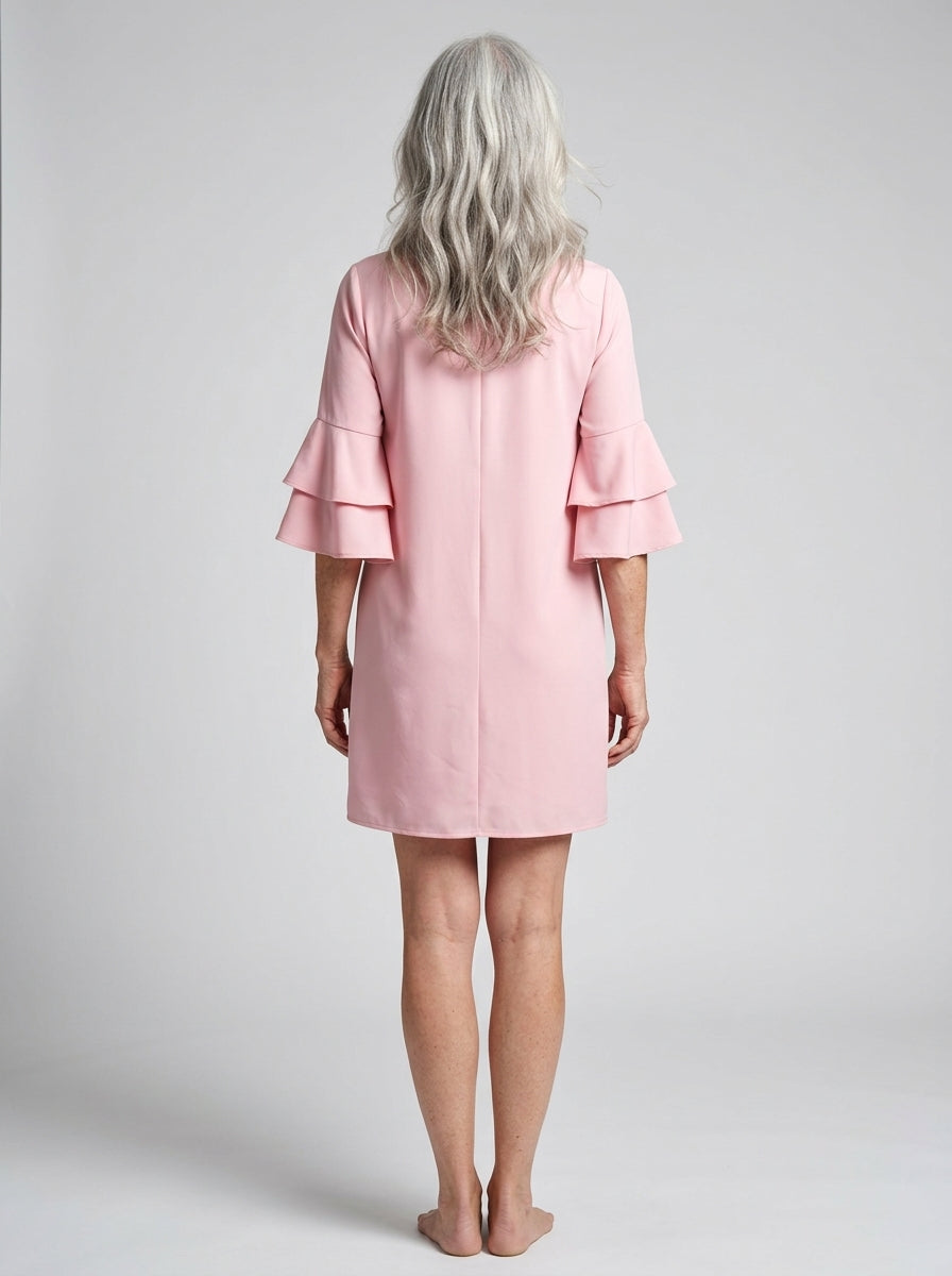 "Blush Moxie" Stacked Ruffle Sleeve Dress
