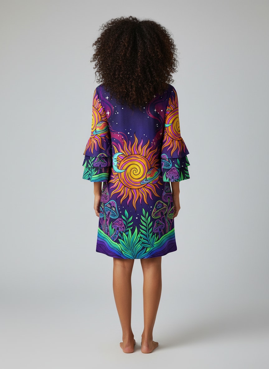 "Trance" Stacked Ruffle Sleeve Dress