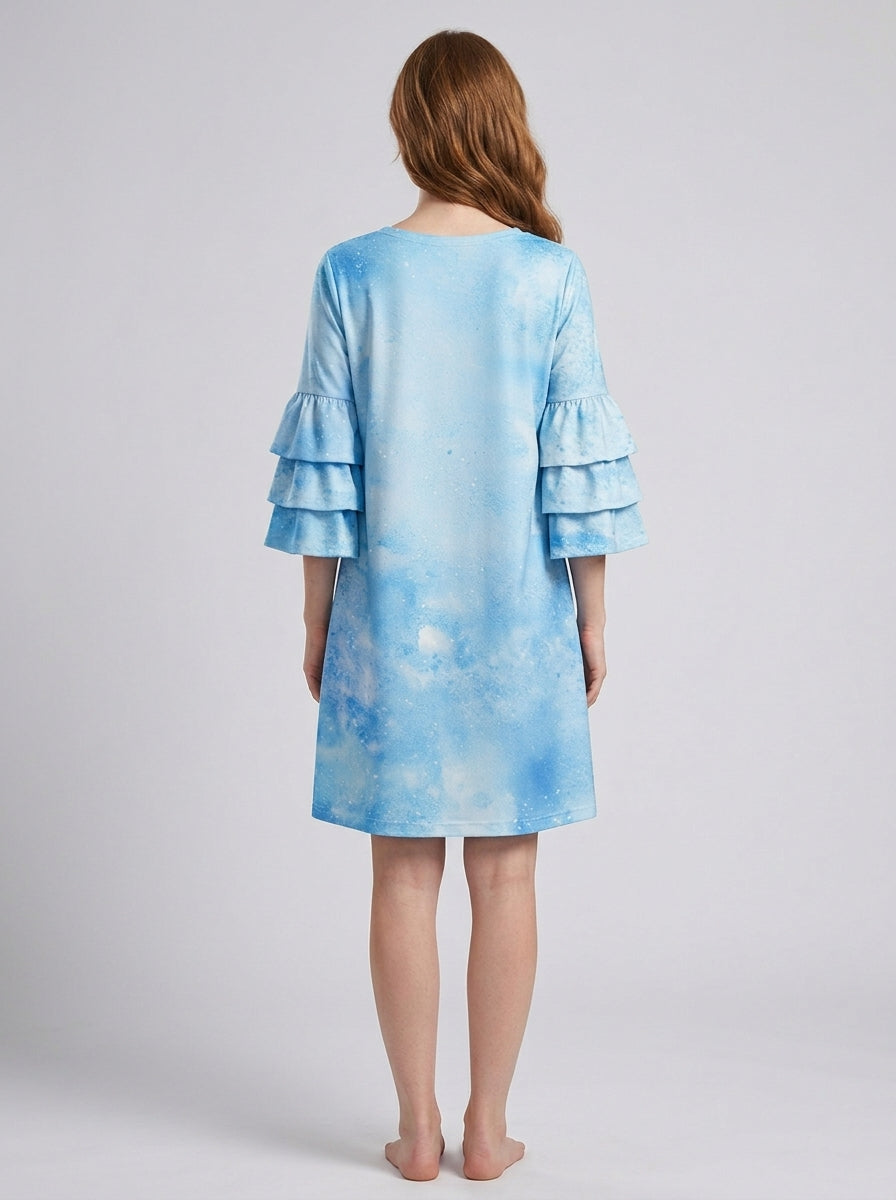 "Hush" Stacked Ruffle Sleeve Dress