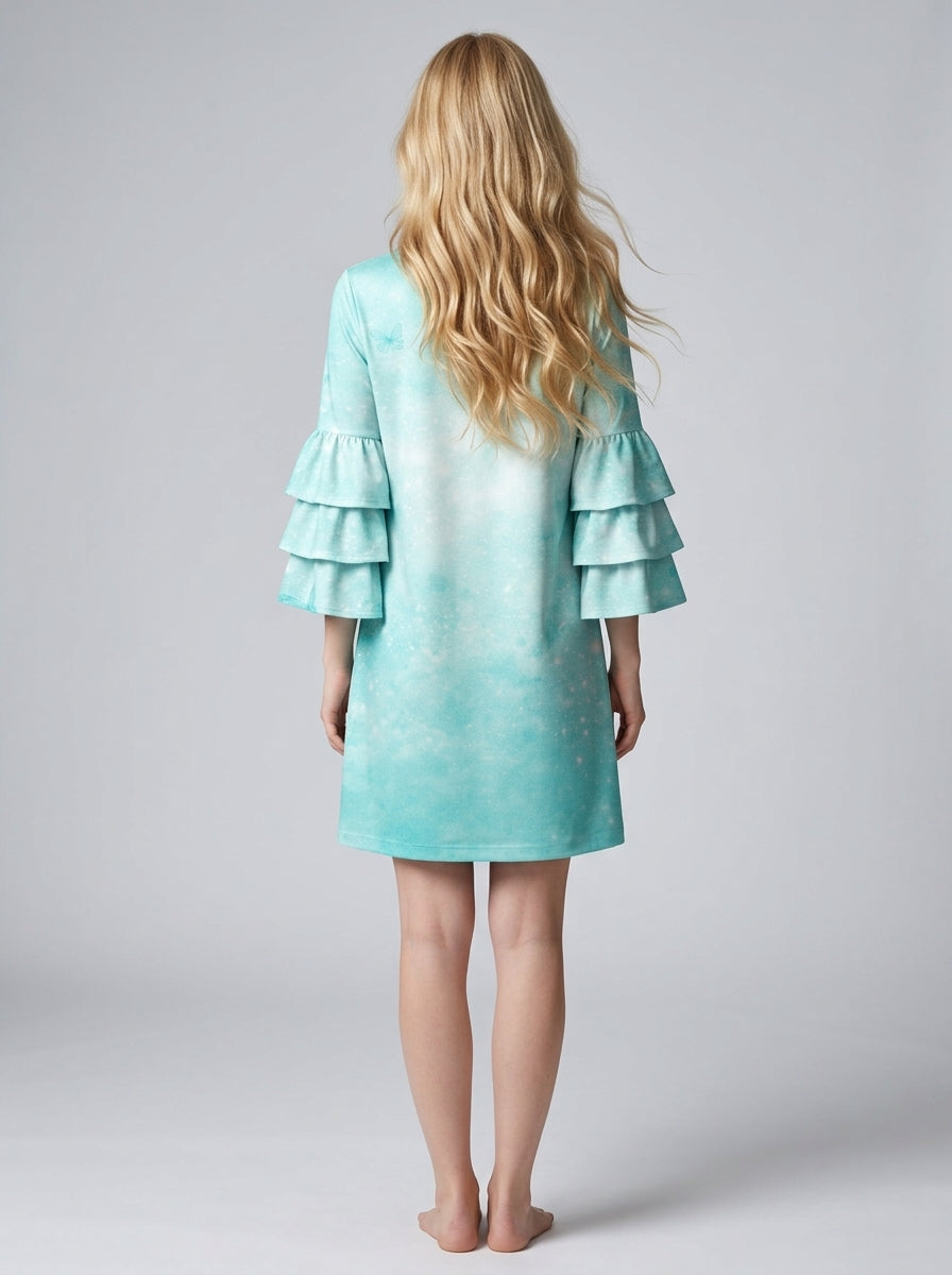 "Wisp" Stacked Ruffle Sleeve Dress