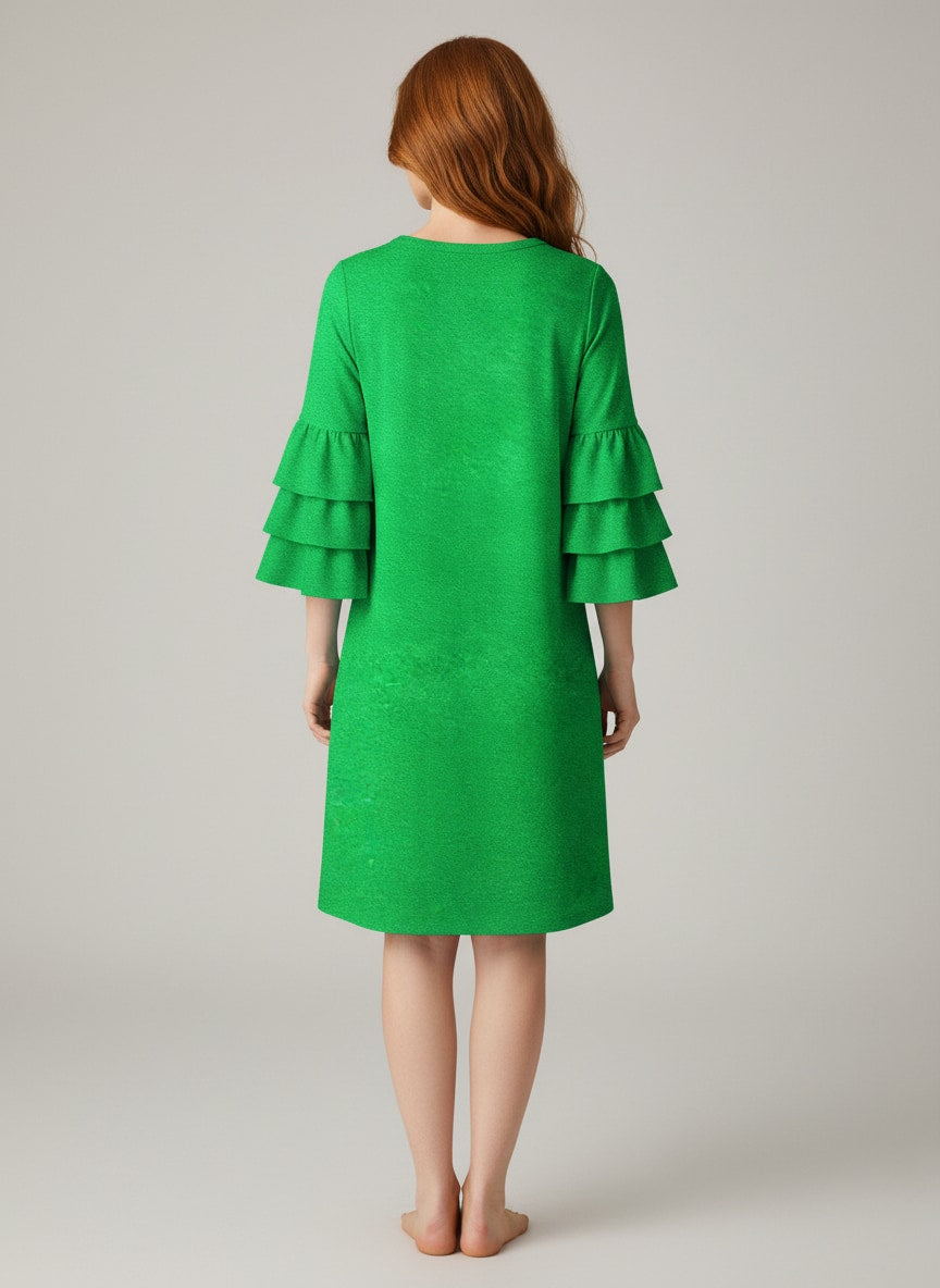 "Amen" Stacked Ruffle Sleeve Dress