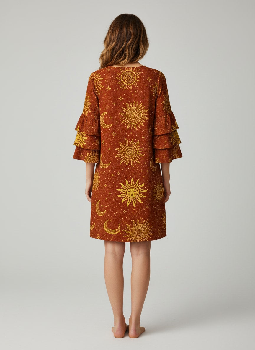 "Sienna" Stacked Ruffle Sleeve Dress