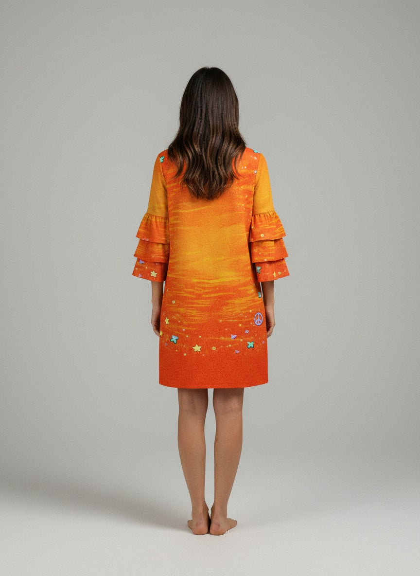 "Zesty" Stacked Ruffle Sleeve Dress