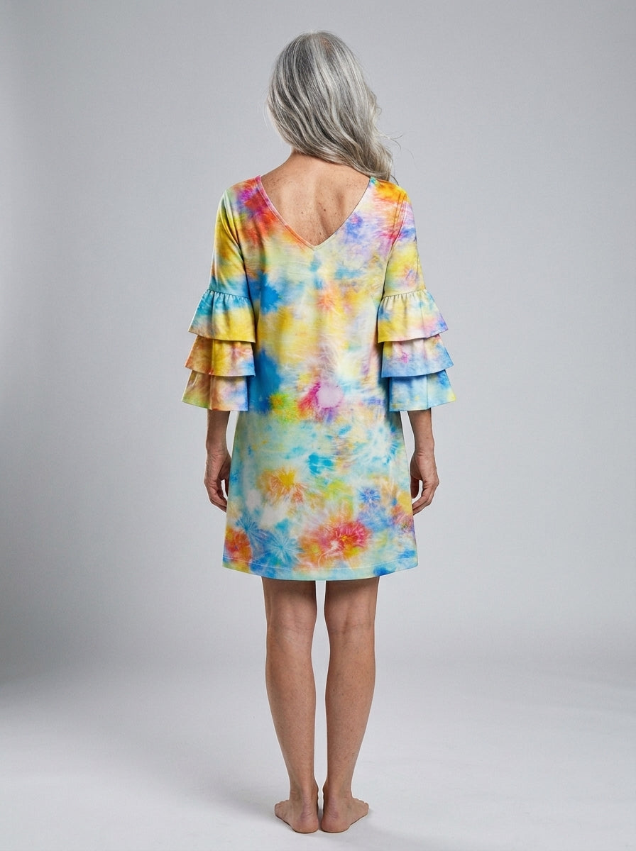 "Burst" Stacked Ruffle Sleeve Dress