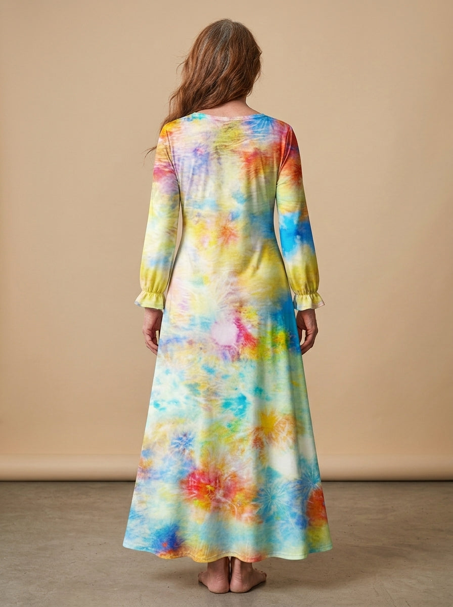 "Burst" Long Sleeve Maxi Dress