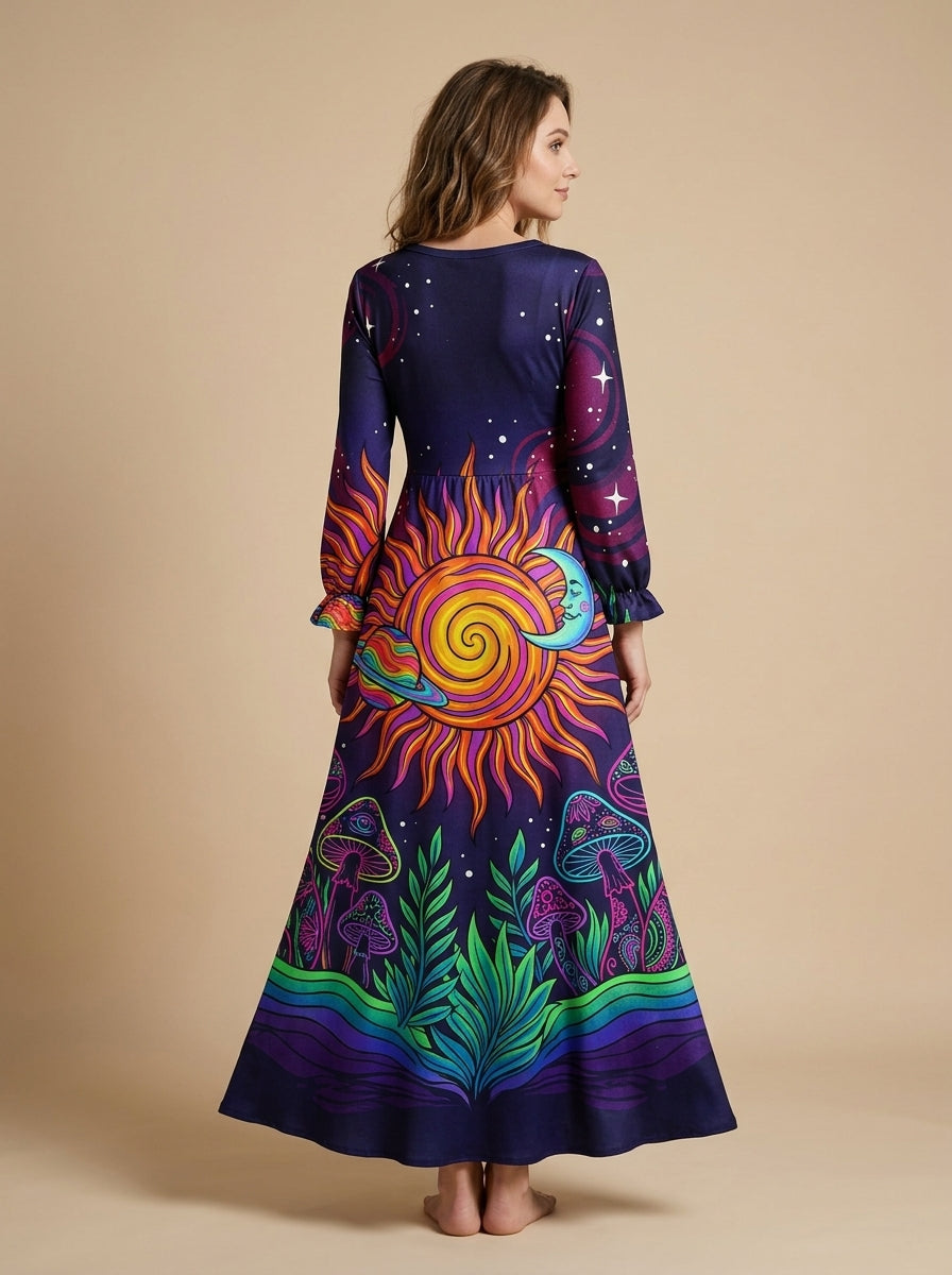 "Trance" Long Sleeve Maxi Dress