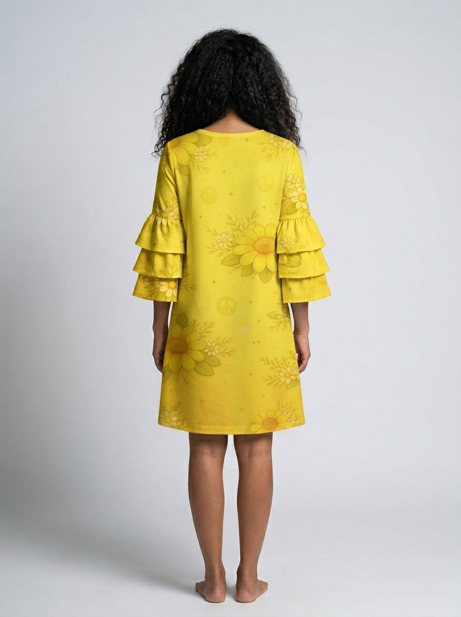 "Honey" Stacked Ruffle Sleeve Dress