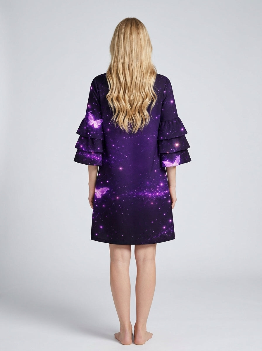 "Reverie" Stacked Ruffle Sleeve Dress