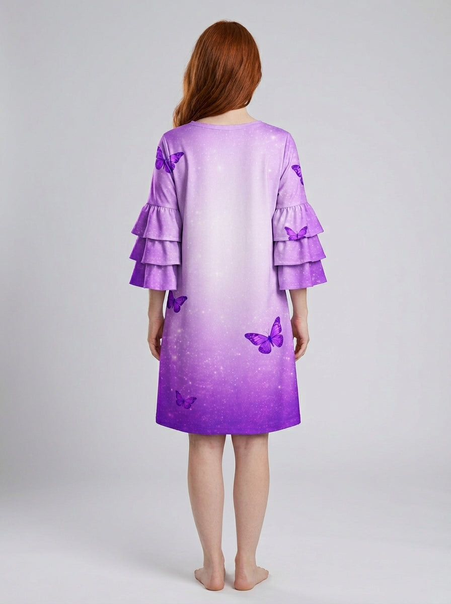"Grace" Stacked Ruffle Sleeve Dress