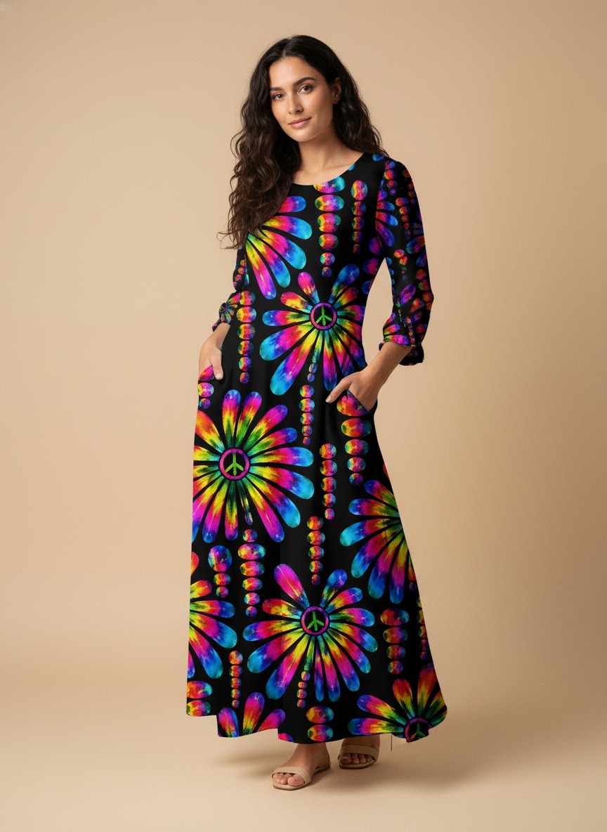 "NEON" Long Sleeve Maxi Dress
