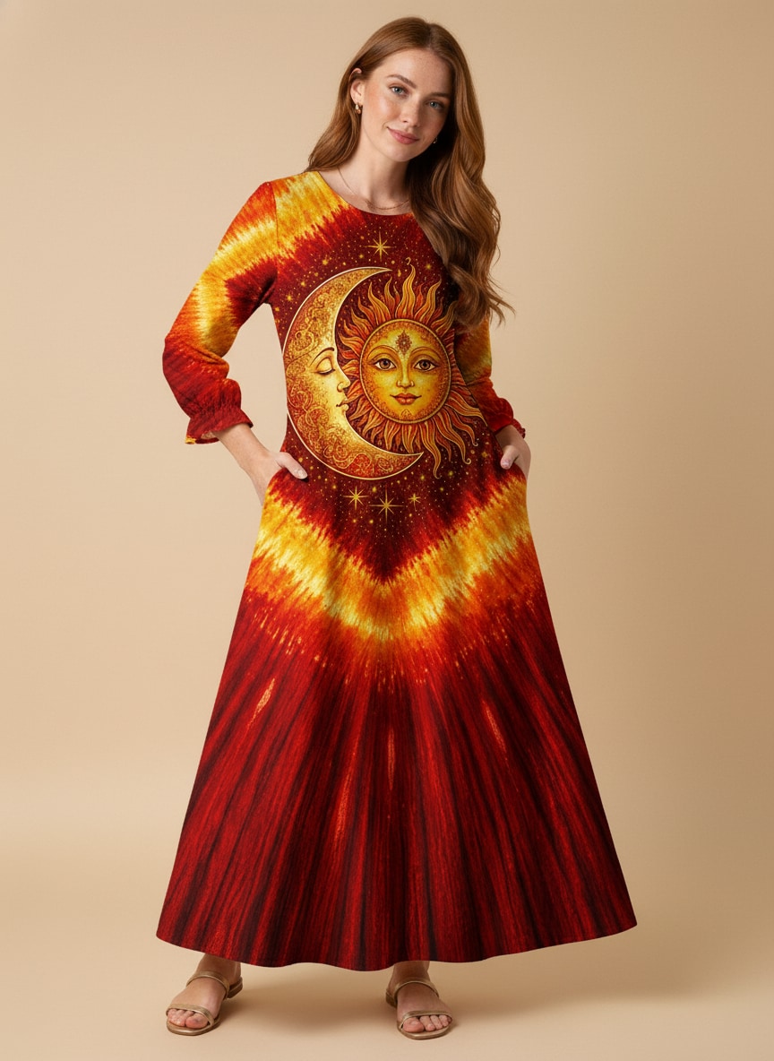 "FLARE" Long Sleeve Maxi Dress
