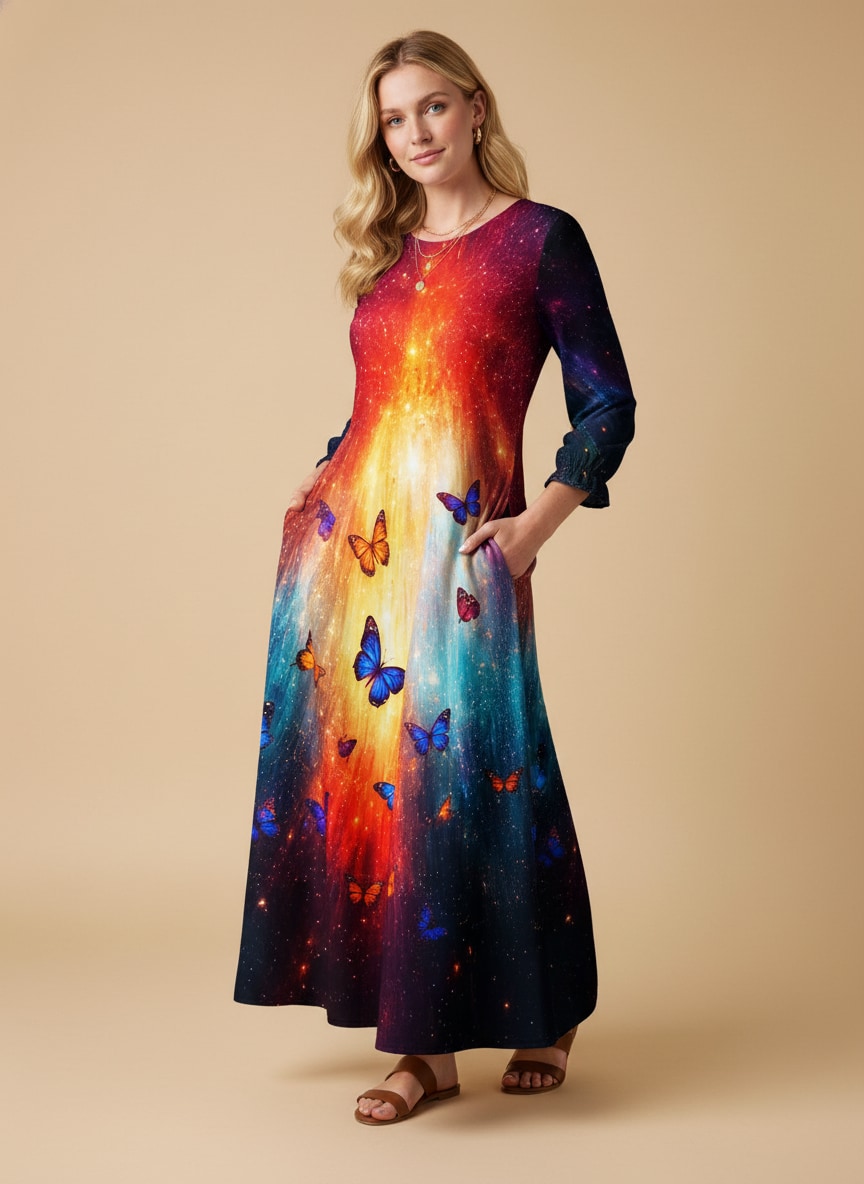 "AURORA" Long Sleeve Maxi Dress