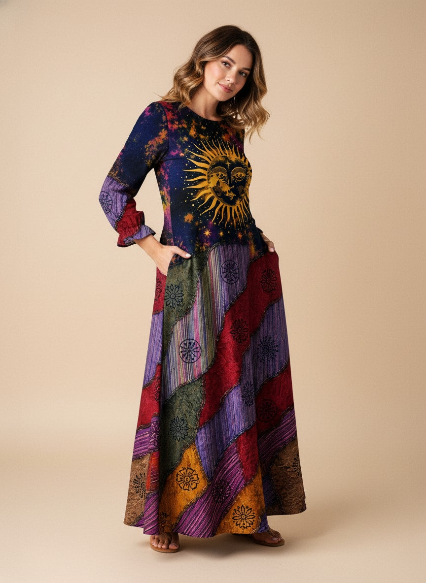 "CARAVAN" Long Sleeve Maxi Dress
