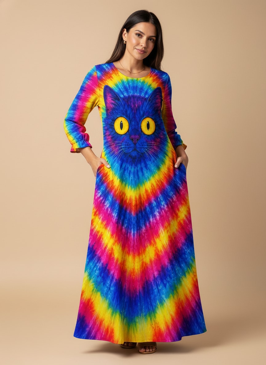 "RIPPLE" Long Sleeve Maxi Dress