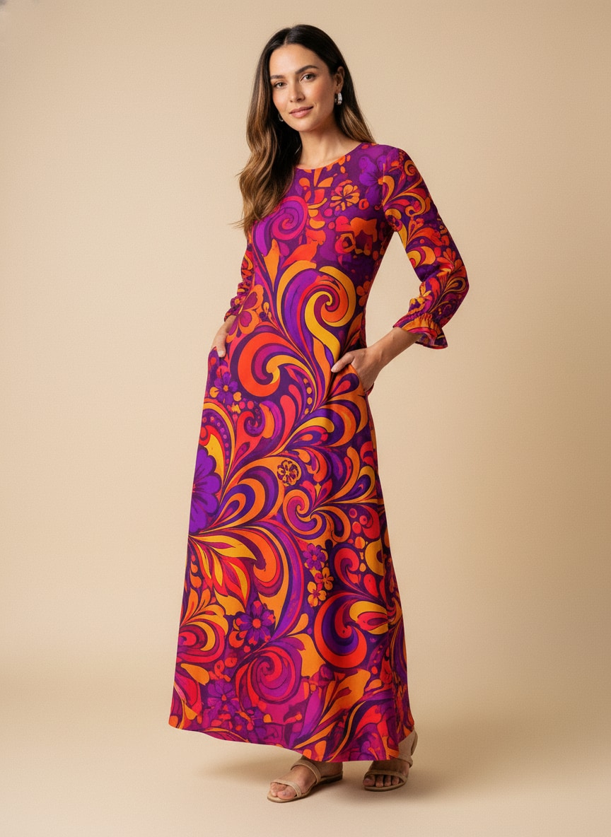 "FEVER" Long Sleeve Maxi Dress