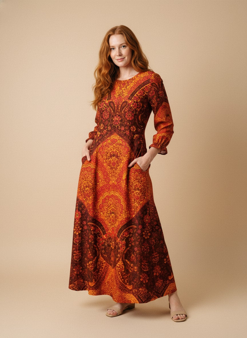 "HENNA" Long Sleeve Maxi Dress