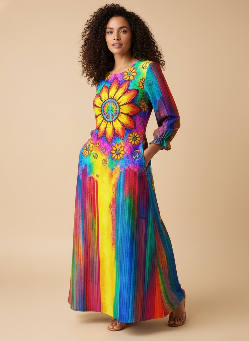 "POUR" Long Sleeve Maxi Dress