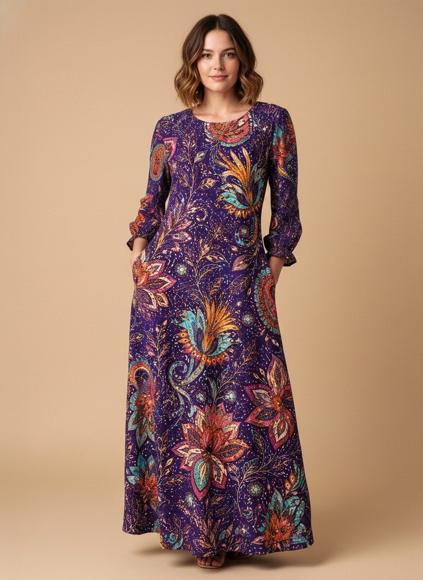 "REGAL" Long Sleeve Maxi Dress
