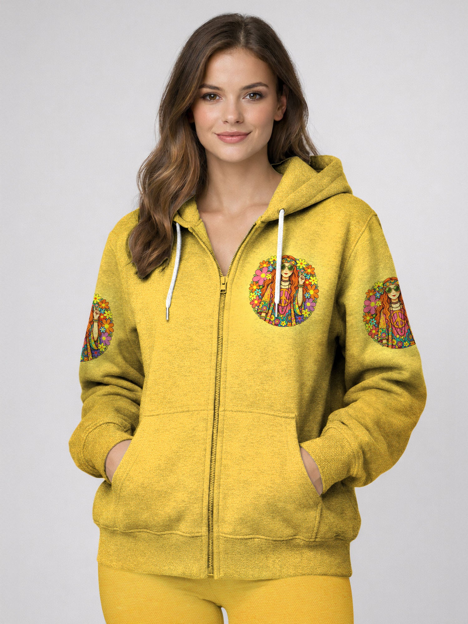 Yellow "Moxie" Zip Hoodie
